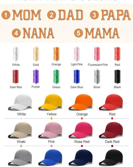Custom4U Custom Hat Baseball Cap Adjustable Embroidered Mom Dad Hat for Men Women Gifts for New Parents Personalized Text S/L