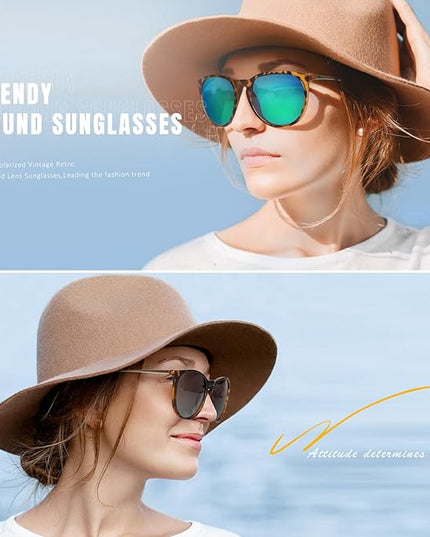 CHBP Polarized Sunglasses for Women Men - Trendy 2025 Vintage Classic Retro Round Mirrored Lens Designer Style