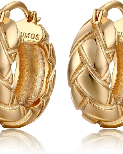 18K Gold Plated Chunky Hoop Earrings for Women Fashion Thick Gold Hoops Set Jewelry for Birthday Christmas Gifts