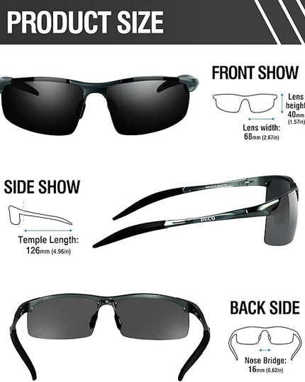 DUCO Mens Sports Polarized Sunglasses UV Protection Sunglasses for Men 8177s