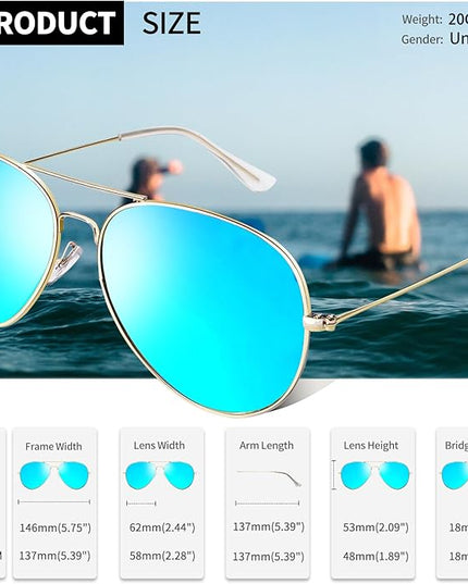 Joopin Polarized Metal Aviation Sunglasses Men, Classic Military Sun Glasses Women, Rectangle Shades UV400 Protection Costume