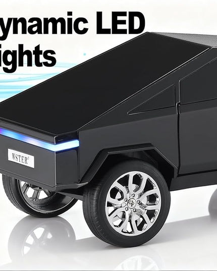 Futuristic Truck Model Bluetooth Replica Speaker with LED Display Screen – Considerate Gift for Car Design Fans & Audio Users, TWS Stereo, FM, USB/TF Playback, LED Headlights, Built-in Mic (Black)