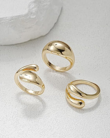 Chunky Rings for Women Adjustable Thick Rings Set Trendy Statement Stackable Ring for Women Chunky Jewlery Irregular Dome Flower Finger Knkuckle Thumb Ring