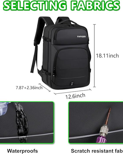 Travel Backpack for Men & Women - 40L Expandable Carry-On Backpack, TSA Approved 16 Inch Laptop, Weekend Outdoor Essentials, Airline Flight Approved, Black