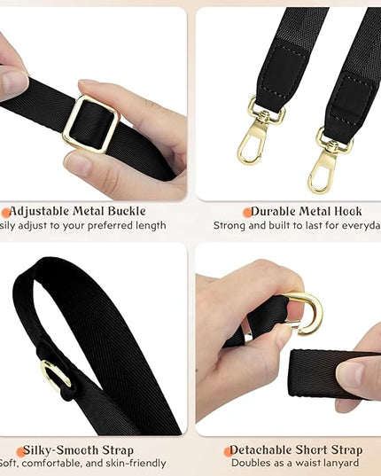 WEZEBEL Black Crossbody Strap for Cell Phone, Adjustable Nylon Lanyard & Accessory Kit for iPhone– Available in Black, Red, Pink, Orange