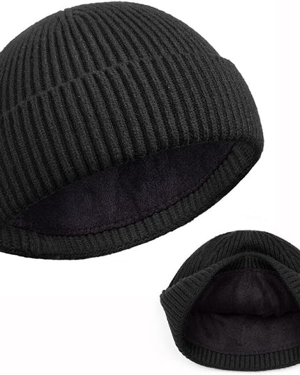 ROYBENS Swag Wool Knit Cuff Short Fisherman Beanie for Men Women, Winter Warm Hats