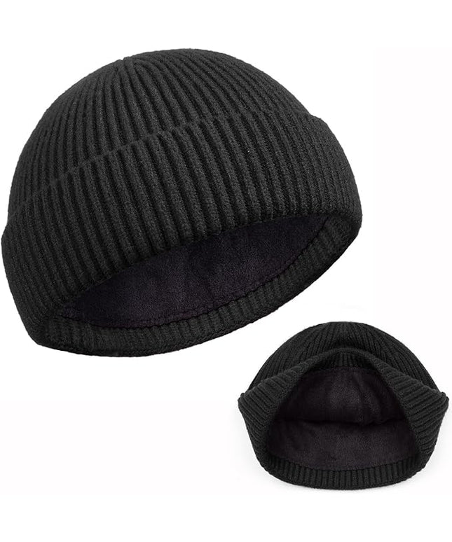 ROYBENS Swag Wool Knit Cuff Short Fisherman Beanie for Men Women, Winter Warm Hats