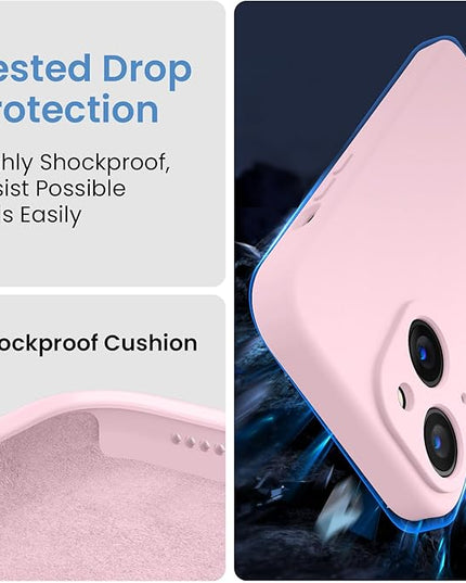 FireNova Designed for iPhone 15 Case, Silicone Upgraded [Camera Protection] Phone Case with [2 Screen Protectors], Soft Anti-Scratch Microfiber Lining Inside, 6.1 inch, Chalk Pink