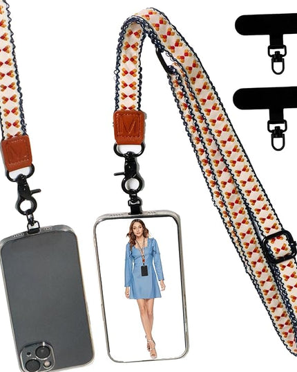 Adjustable Lanyard for Phone, Camera, Name Tags, ID card, Keychain and Wristlet Straps with 2 phone pads(Black)