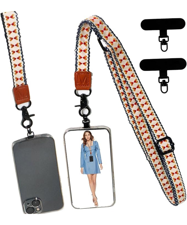 Adjustable Lanyard for Phone, Camera, Name Tags, ID card, Keychain and Wristlet Straps with 2 phone pads(Black)
