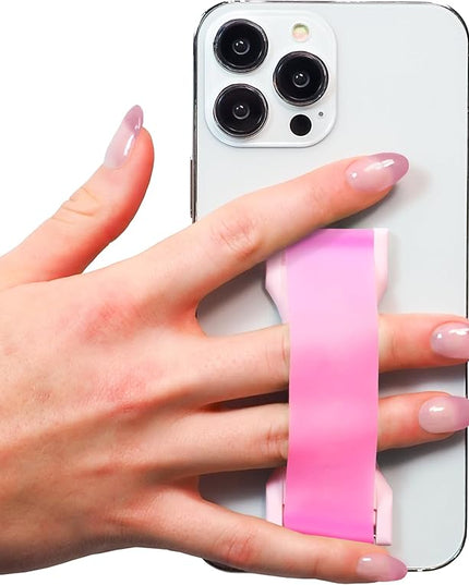LOVEHANDLE PRO Premium Phone Grip - Silicone Phone Strap - Magnetic Phone Mount and Kickstand for Smartphone and Tablet - Bubblegum Pink Glow Silicone