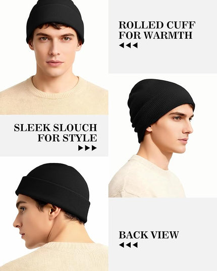 Cooraby 12 Pack Knitted Winter Beanie Cold Weather Acrylic Warm Skull Cap Cuff Watch Hat for Men or Women Homeless Donation