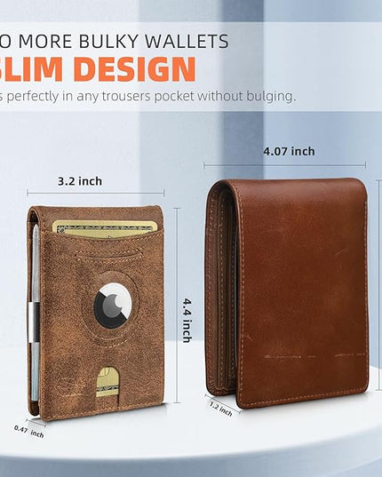Zitahli Men's Wallets Airtag Holder Slim Rfid Leather with Gift Box
