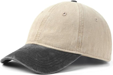 XXL Oversize Washed Denim Baseball Cap,Low Profile Jean Sports Cap for Big Heads 23.5"-25.5",Large Pigment Dyed Dad Hat