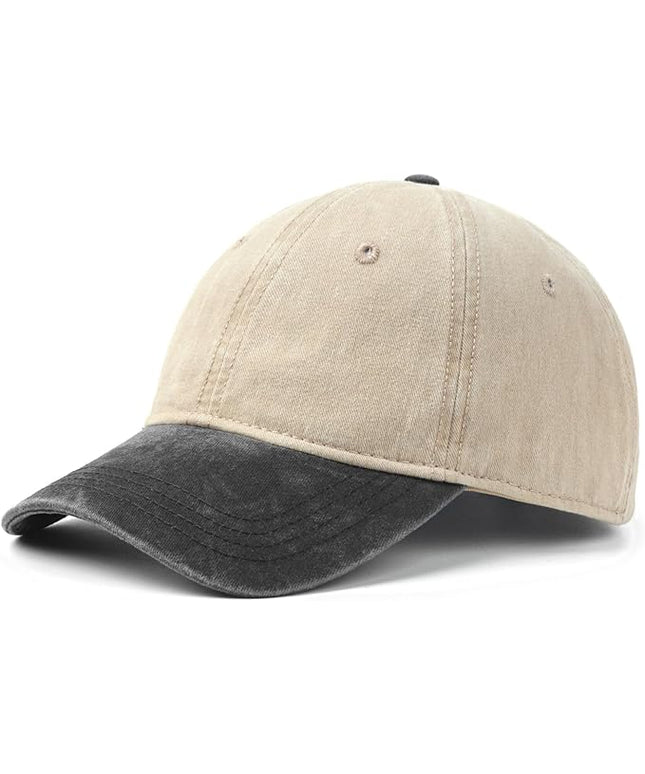XXL Oversize Washed Denim Baseball Cap,Low Profile Jean Sports Cap for Big Heads 23.5"-25.5",Large Pigment Dyed Dad Hat