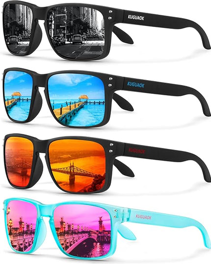 KUGUAOK Polarized Square Sunglasses For Men and Women Matte Finish Sun Glasses UV Protection Glasses