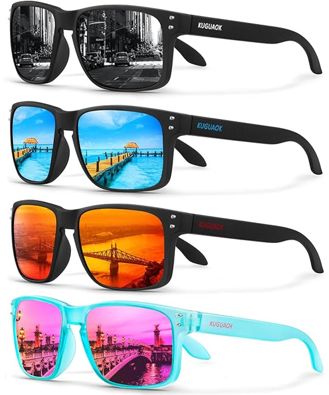 KUGUAOK Polarized Square Sunglasses For Men and Women Matte Finish Sun Glasses UV Protection Glasses