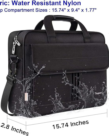 Taygeer Laptop Bag 15.6 Inch, Business Briefcase Gifts for Men Women, Water Resistant Messenger Shoulder Bag with Strap, Premium Office Bag, Carry On Laptop Case for Notebook/Computer/Laptop, Black