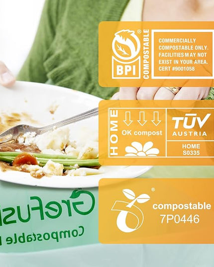 Compostable trash Bags, 2.6 Gallon,Thick 0.91 mils,Compost bin Kitchen,Food Scrap Waste Bags,Small trash bags for compost bin kitchen,Certified by BPI and OK Compost, (80 Count)