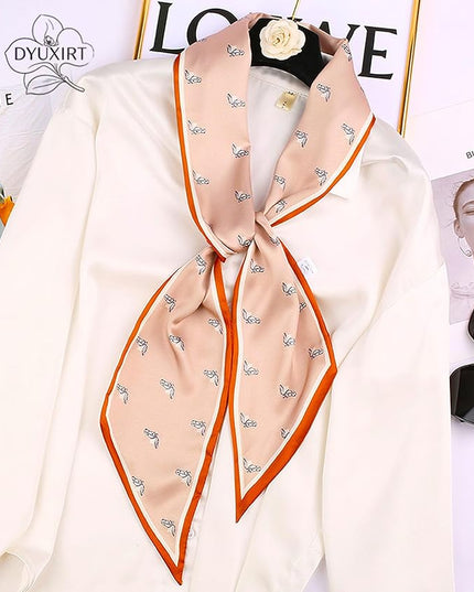Head Scarf Purse Handle Neck Satin Hair Scarfs For Bag Lightweight Silky Long Thin Women's Fashion Scarves 59 * 5.9”