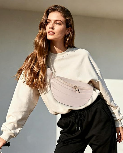Fanny Packs for Women Fashion Waist Packs Quilted Puffer Belt Bag Puffy Crossbody Bags Sling Purse for Women Travel Running