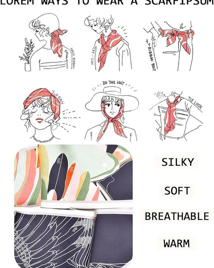 Head Scarf Purse Handle Neck Satin Hair Scarfs For Bag Lightweight Silky Long Thin Women's Fashion Scarves 59 * 5.9”