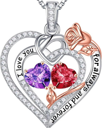 Iefil Christmas Gifts for Wife Women - 925 Sterling Silver Double Birthstone Necklace, Anniversary Birthday Gifts for Women, Jewelry Gift for Wife Girlfriend Mom Her
