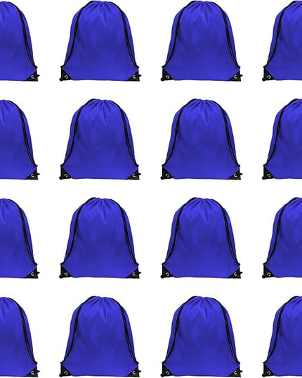 GoodtoU Drawstring Backpacks, Bags Bulk Nylon Backpack Draw String Back Bag Cinch Sack Gym Bag for Sport, Traveling, Team (Blue, 16Pcs)