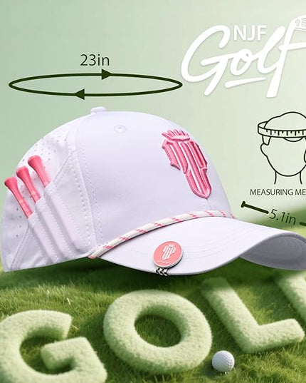 NJF Golf™ Hat Men - Breathable Mens Golf Hats, Adjustable Rope Snapback Cap, Convenient Cap with Tee Holder