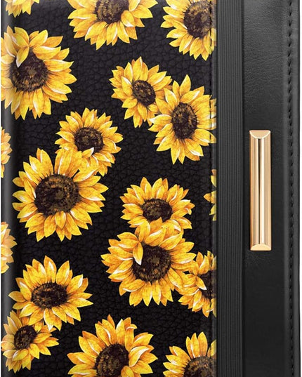 Passport Holder Cover Travel RFID Blocking Passport Cover Rose Gold Cute Flowers Passport Wallet with Elastic Band for Women
