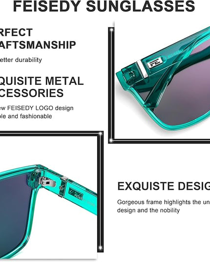 FEISEDY Sunglasses for Women Men, Fashion Mirrored Single Lens, Driving Beach Sunnies UV400 Shades B2996