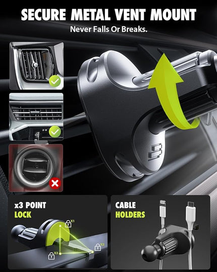 Bracketron Easy OneClick Cell Phone Holders for Your Car, Universal Car Mount Suction Cup for Dashboard Windshield Air Vent Truck Stand, for iPhone Samsung Google, All Smartphones & Car Models, Black