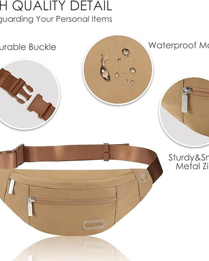 MAXTOP Large Crossbody Fanny Pack with 4-Zipper Pockets,Gifts for Enjoy Sports Festival Workout Traveling Running Casual Hands-Free Wallets Waist Pack Phone Bag Carrying All Phones