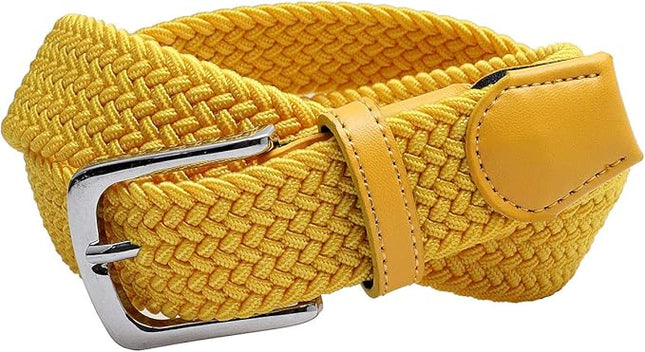 Falari Men Women Multicolored Elastic Stretch Braided Belt Canvas Fabric Woven No Holes Belt
