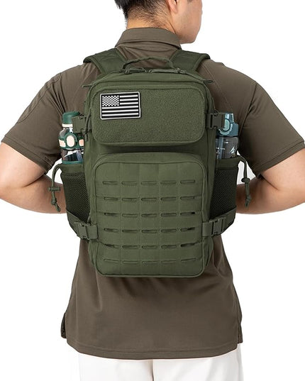 QT&QY 25L/45L Military Tactical Backpack For Men Molle Daypack 3 Day Bug Out Bag Hiking Rucksack With Bottle Holder