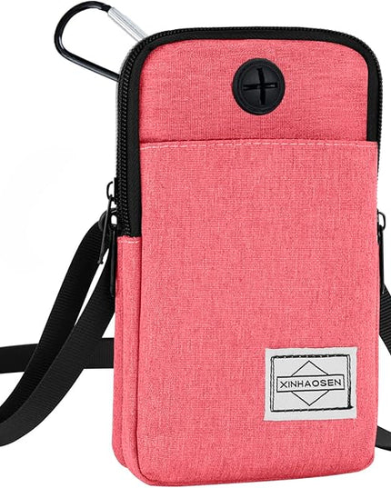 Cell Phone Purse Waist Pack Bag Travel Crossbody Bag Wristband Sport Armband Wallet with Removable Shoulder Strap (Pink)