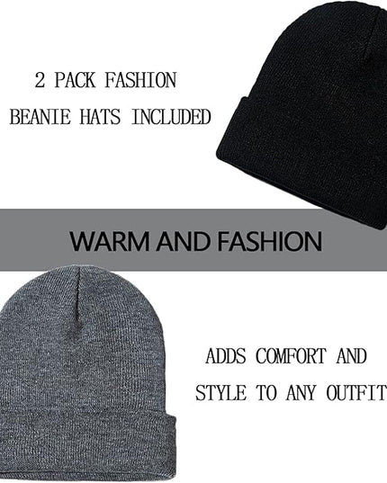 ZOORON 1&2 Pack Beanie for Men Women Slouchy Beanie Hats Winter Knit Caps Soft Ski Hat Unisex