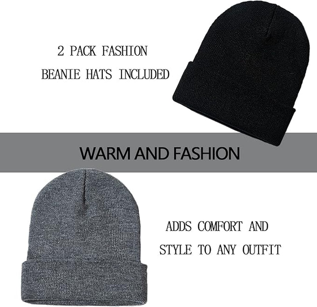 ZOORON 1&2 Pack Beanie for Men Women Slouchy Beanie Hats Winter Knit Caps Soft Ski Hat Unisex