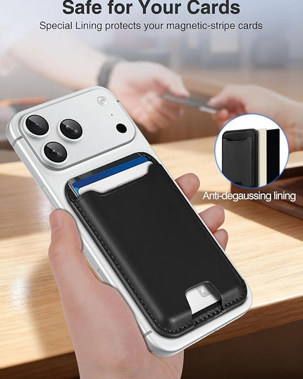 TopMade for Magsafe Wallet, Strongest Magnetic Card Holder for iPhone 17/17 Pro, iPhone 16/15/14/13/12 Series, Leather Magnetic Phone Wallet with Powerful Magnet, RFID Blocking, Fit 4 Cards, Black