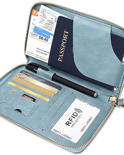 Passport Holder for Travel Women and Men RFID Passport Holder with Card Slots Holder Passport Case Passport cover Passport Wallet Travel Essentials and Accessories (Zipper, Blue Zipper)