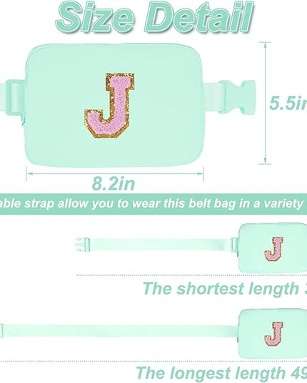 Uygafly Belt Bag Fanny Pack Crossbody Bags with Initials Letter Patch Cute Stuff Birthday Gifts for Teenager Girls Trendy Stuff for Teens | Light Green,J