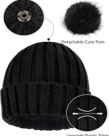 Zylioo Plus Size Fleece Lined Beanie Hat,2XL/XL/L/M/S Thermal Knitted Hat,Winter Warm Lined Snow Hats for Women Men