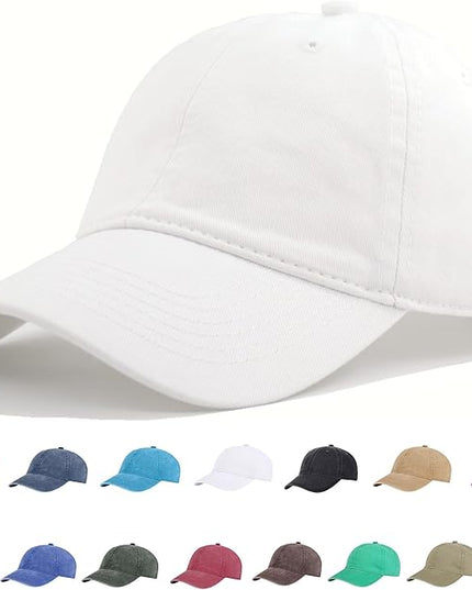 YEANIY Vintage Washed Cotton Plain Baseball Caps Adjustable Unstructured Soft Blank Casual Dad Ball Hats for Men Women