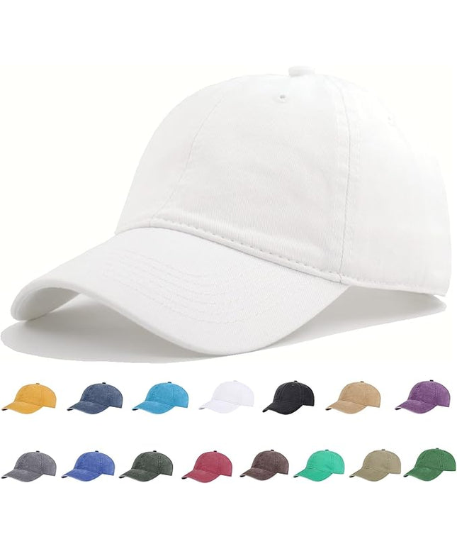 YEANIY Vintage Washed Cotton Plain Baseball Caps Adjustable Unstructured Soft Blank Casual Dad Ball Hats for Men Women
