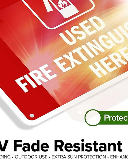 Used Fire Extinguishers Here Sign, 10x7 Inches, 55 mil thick HDPS (high density polystyrene), Made in USA by My Sign Center