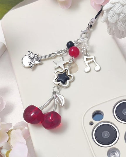 1-4PCS Cute Phone Charms Aesthetic Y2K Cell Phone Charms Strap Pink Strawberry Butterfly Star PhoneCharm Y2K Accessories for Bag Keychain Airpods Camera Pendants Decor