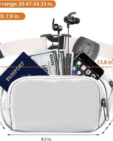 Large Fanny Pack for Women Men - Syican Waist bag with 3-Zipper Pockets, Gifts for Enjoy Sports Traveling Workout Casual Hands-Free crossbody bags Fits MAX 7.9'' iPad & 6.6'' Phone
