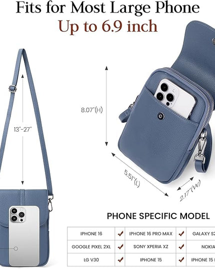befen Genuine Leather Small Crossbody Bags for Women, Multi Pocket Cell Phone Crossbody Purse with RFID Blocking Card Slots