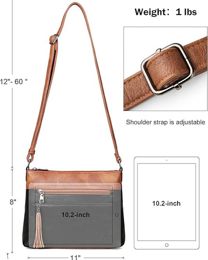 MASINTOR Crossbody Bags for Women, Lightweight Medium Crossbody Purse, Soft Leather Women's Shoulder Handbags with Tassel