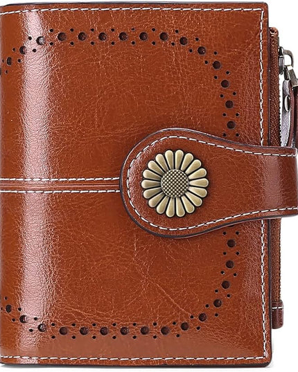 SENDEFN Small Womens Wallet Leather Bifold Card Holder RFID Blocking with Zipper Coin Pocket